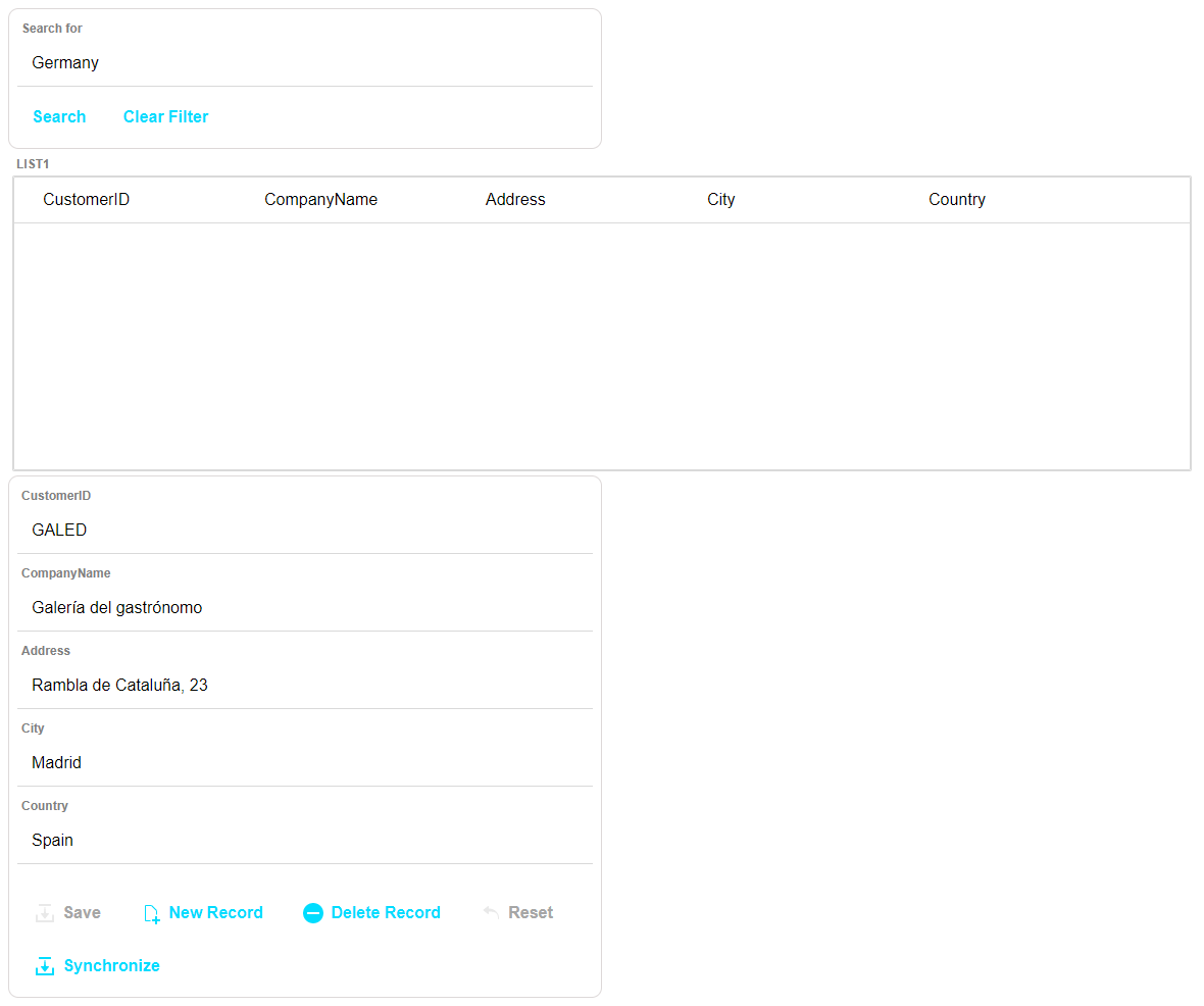 Search will only search locally stored records if the List control
has unsynchronized changes